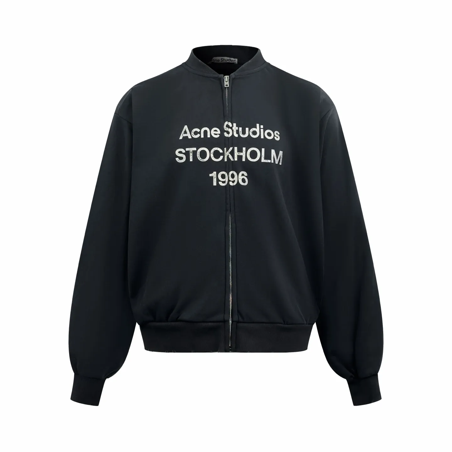 Acne Studios spray-painted distressed logo baseball collar jacket, custom-ordered soft velvet fleece cotton, crisp and smooth, skin-friendly and soft, velvet as dark as ink in foggy night, matte matte surface with warm and luxurious light, showing high-end restrained texture. Classic baseball collar zipper jacket has a neat and noble silhouette. Dropped shoulders are cut for stretch and casualness. Close-woven ribbing shows craftsmanship details. Acne Studios logo printing on chest. The brand heritage is engraved with Retro sports aesthetics. It is unassuming but highly recognizable. It is a subtle blend of Nordic minimalist style and Retro sports style. It is low-key and elegant with its own aura. Process 1: Adopt glue printing process. The chest printing has been modified three times by the film screen. Use glue liquid paint to print the pattern on the fabric. Bake the fabric to fix the printed pattern. Process 2: Gradient distressed spray-on process. Spray dyes of different colors on the surface of the fabric. Realize that the clothes will show rich color changes under different lights and increase the visual layering. Process 3: Many parts of the body are worn by pure manual regular positioning. Manual brush marks add texture and depth to the surface of the clothing to imitate the texture of natural wear. Process 4: The fabrics have been fermented and washed to have a better hand feel. Not easy to deform, not easy to shrink, not easy to fade, and maintain long-term beauty. Accessories: Customized 1:1 Acne zipper Customized 1:1 Acne trademark Fit: Loose fit Size: S M L XL Style: CC